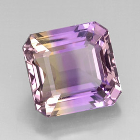 Ametrino bicolor natural 12,11ct, corte esmeralda, VVS