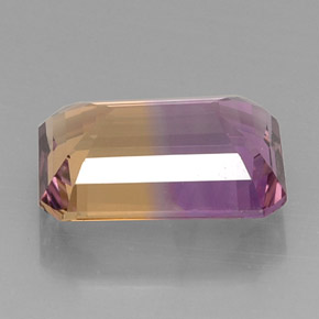 Ametrino bicolor natural 11,28ct, corte esmeralda, VVS-VS