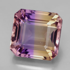 Ametrino bicolor natural 10,83ct, corte esmeralda, VVS-VS