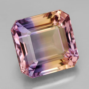 Ametrino bicolor natural 10,83ct, corte esmeralda, VVS-VS