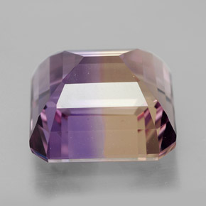 Ametrino bicolor natural 10,83ct, corte esmeralda, VVS-VS