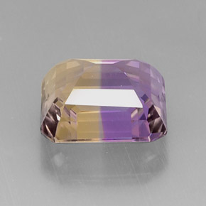 Ametrino bicolor natural 9,94ct, corte esmeralda, VVS
