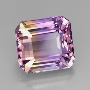 Ametrino bicolor natural 11,17ct, corte esmeralda, VVS