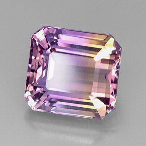 Ametrino bicolor natural 11,17ct, corte esmeralda, VVS