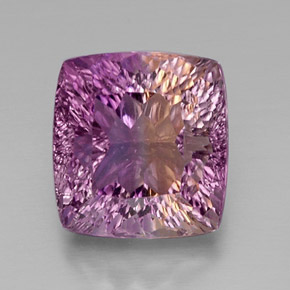 Ametrino bicolor natural 12,65ct, almofada cortada, VVS