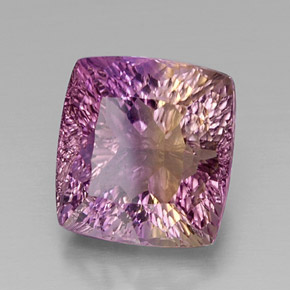 Ametrino bicolor natural 12,65ct, almofada cortada, VVS