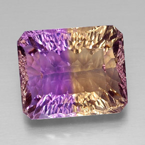 Ametrino bicolor natural 14,23ct, corte esmeralda, VVS
