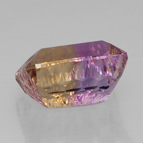Ametrino bicolor natural 14,23ct, corte esmeralda, VVS