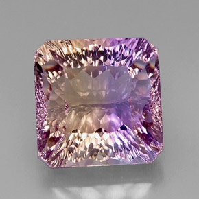Ametrino bicolor natural 13,21ct, corte esmeralda, VVS