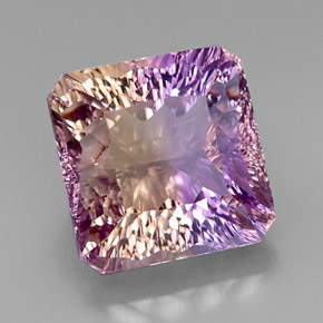 Ametrino bicolor natural 13,21ct, corte esmeralda, VVS
