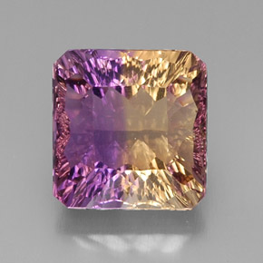 Ametrino bicolor natural 11,34ct, corte esmeralda, VVS