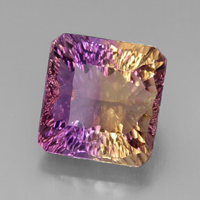 Ametrino bicolor natural 11,34ct, corte esmeralda, VVS