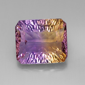 Ametrino bicolor natural 9,67ct, corte esmeralda, VVS