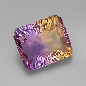 Ametrino bicolor natural 9,67ct, corte esmeralda, VVS