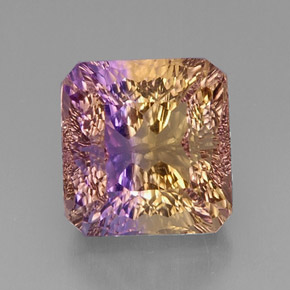 Ametrino bicolor natural 12,72ct, corte esmeralda, VVS