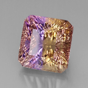 Ametrino bicolor natural 12,72ct, corte esmeralda, VVS