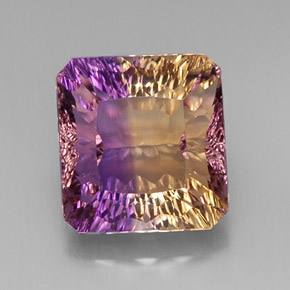 Ametrino bicolor natural 10,38ct, corte esmeralda, VVS