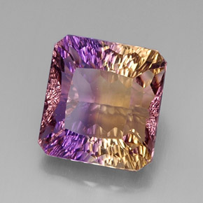 Ametrino bicolor natural 10,38ct, corte esmeralda, VVS