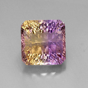 Ametrino bicolor natural 12,51ct, corte esmeralda, VVS