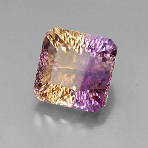 Ametrino bicolor natural 12,51ct, corte esmeralda, VVS