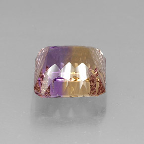 Ametrino bicolor natural 12,51ct, corte esmeralda, VVS