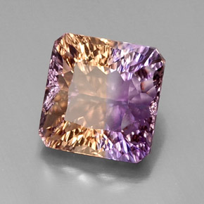Ametrino bicolor natural 9,03ct, corte esmeralda, VVS