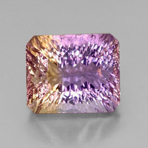 Ametrino bicolor natural 14,73ct, corte esmeralda, VVS-VS