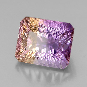 Ametrino bicolor natural 14,73ct, corte esmeralda, VVS-VS