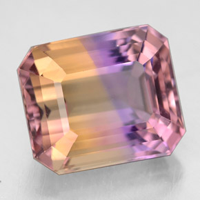 Ametrino bicolor natural 9,41ct, corte esmeralda, VVS