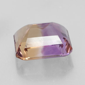 Ametrino bicolor natural 7,65ct, corte esmeralda, VVS