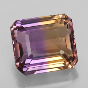 Ametrino bicolor natural 9,08ct, corte esmeralda, IF