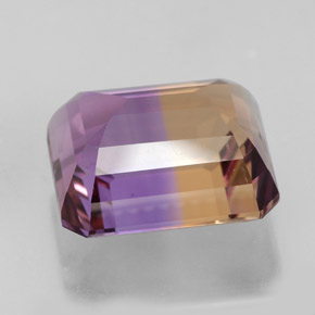 Ametrino bicolor natural 9,08ct, corte esmeralda, IF