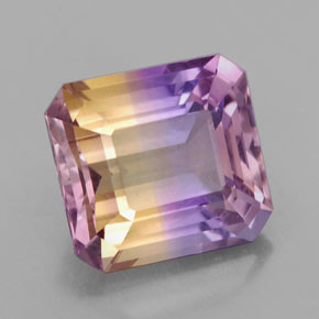 Ametrino bicolor natural 6,91ct, corte esmeralda, VVS