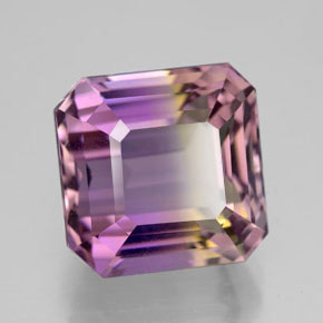 Ametrino bicolor natural 8,35ct, corte esmeralda, VVS