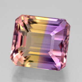 Ametrino bicolor natural 7,14ct, corte esmeralda, VVS