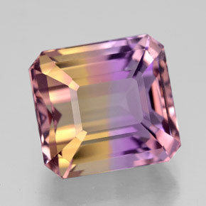 Ametrino bicolor natural 7,14ct, corte esmeralda, VVS