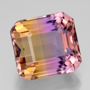 Ametrino bicolor natural 10,74ct, corte esmeralda, VVS