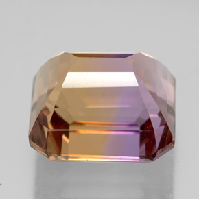 Ametrino bicolor natural 10,74ct, corte esmeralda, VVS
