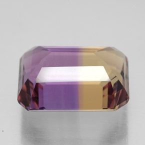 Ametrino bicolor natural 9,07ct, corte esmeralda, VVS