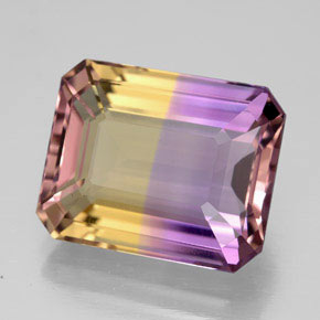 Ametrino bicolor natural 8,63ct, corte esmeralda, IF