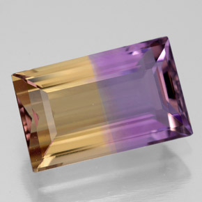 Ametrino bicolor natural 5,51ct, baguete, VVS
