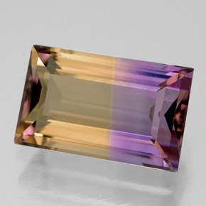 Ametrino bicolor natural 5,51ct, baguete, VVS
