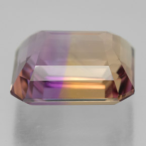 Ametrino bicolor natural 7,85ct, corte esmeralda, VVS