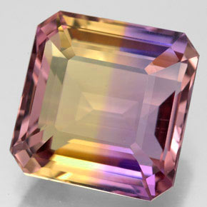 Ametrino bicolor natural 10,74ct, corte esmeralda, VVS-VS