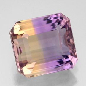 Ametrino bicolor natural 6,61ct, corte esmeralda, VVS