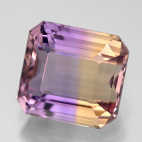 Ametrino bicolor natural 6,61ct, corte esmeralda, VVS