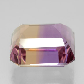 Ametrino bicolor natural 6,61ct, corte esmeralda, VVS