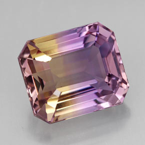 Ametrino bicolor natural 8,32ct, corte esmeralda, VVS