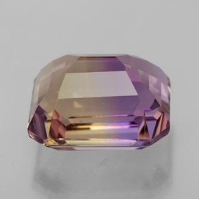Ametrino bicolor natural 8,32ct, corte esmeralda, VVS