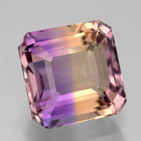 Ametrino bicolor natural 5,91ct, corte esmeralda, VVS
